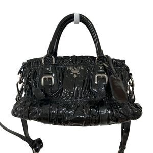 Prada BN1338 Patented Leather 2way Handbag